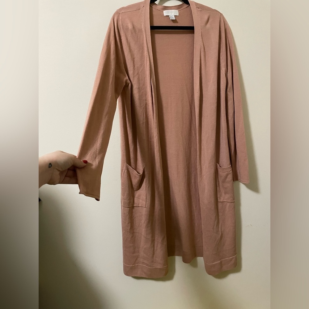 Forever 21 Long-Line Posh Pink Open Front Cardigan - 2X - Picture 2 of 7
